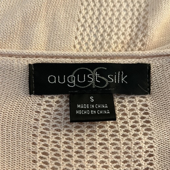 August Silk Cream Open Knit Long Sleeve Cardigan Size Small - Picture 6 of 7